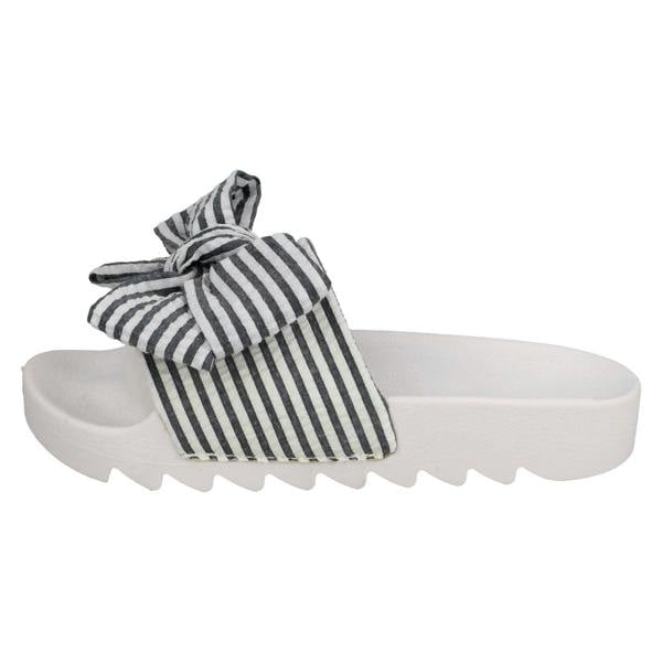 Spot On Ladies Spot On Striped Bow Vamp Sliders