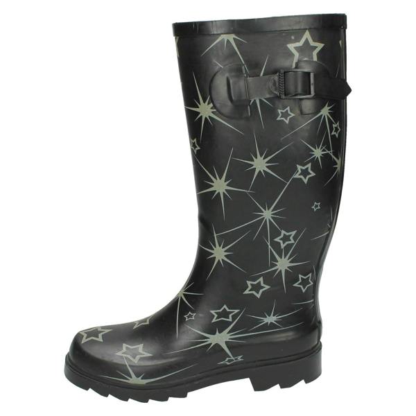 Spot On Ladies Spot On Star Print Wellington Boots