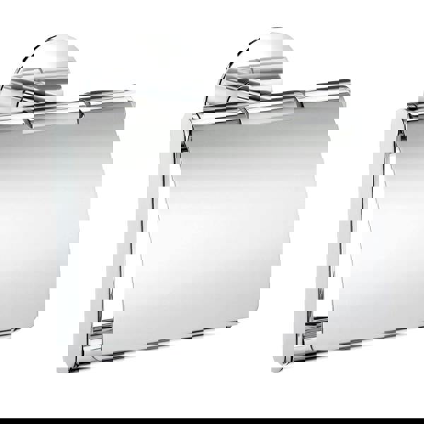 Polished chrome toilet roll holder with lid