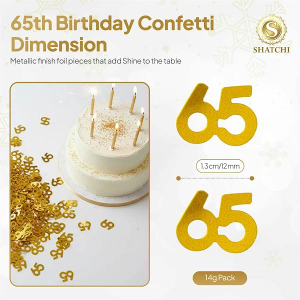 65th Birthday Gold Foil Metallic Confetti Table Decoration Pack for Party Displays and Celebrations image 9