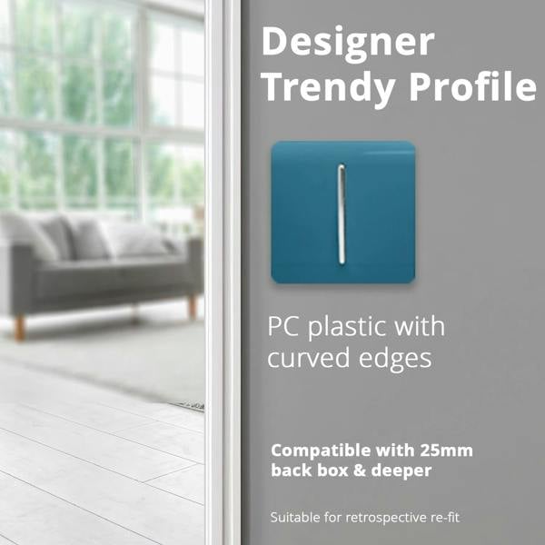 Trendi Switch 1 Gang 1 or 2 way Rocker Light Switch in Ocean Blue