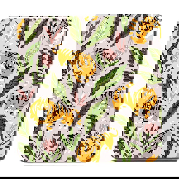 Benjamin Tate Design cute tigers and tropical leaves and flowers (Coaster)
