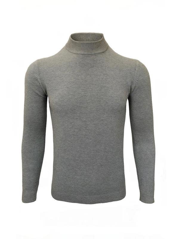 Grey High Neck Slim Fit Jumper