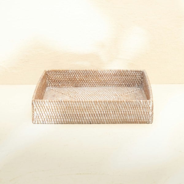 Honey brown rattan A4 paper tray desk organiser handwoven wicker