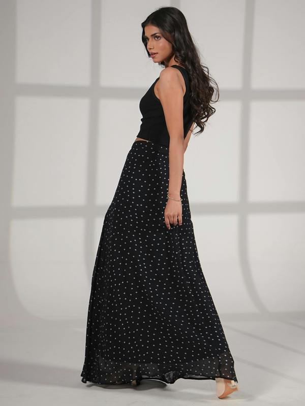 Rose & Nancy Elsie Black Blue Spot Midaxi Skirt