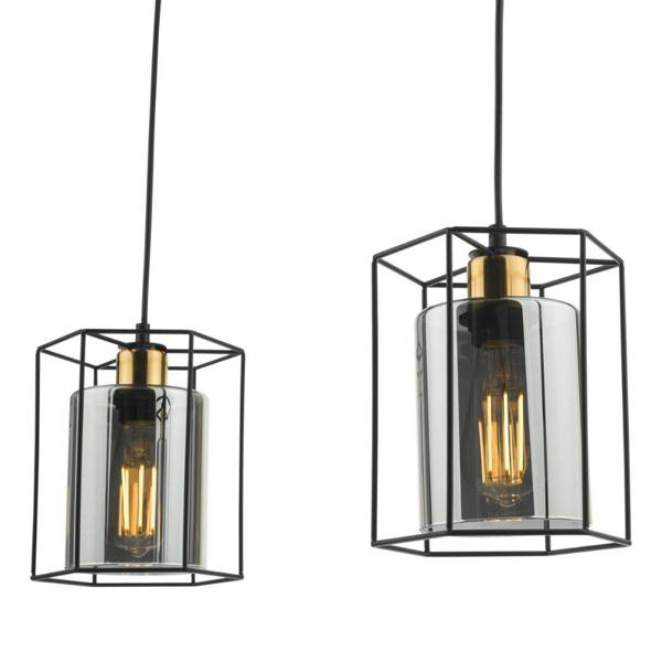 Pagazzi Lighting Sabrina 3 Light Black and Smoked Glass Ceiling Pendant Bar