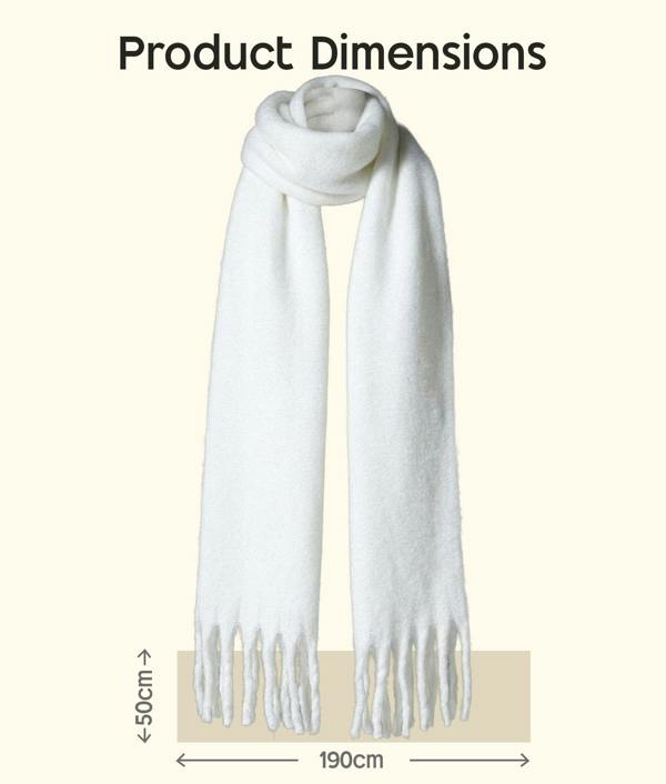 VIA MONTEN Women’s Faux Mohair Scarf, Oversized Winter Scarf Wrap with Fringe, Soft Fluffy Long Shawl for Cold Weather