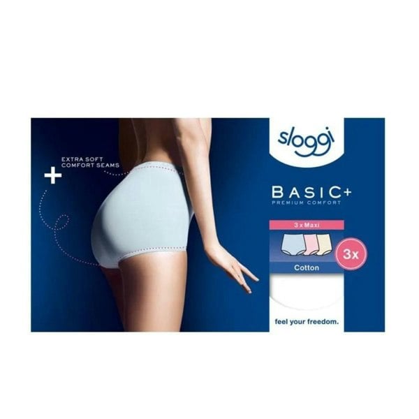 Sloggi Basic+ 3-Pack Cotton Maxi Briefs, Pastel Blue/Yellow/Pink