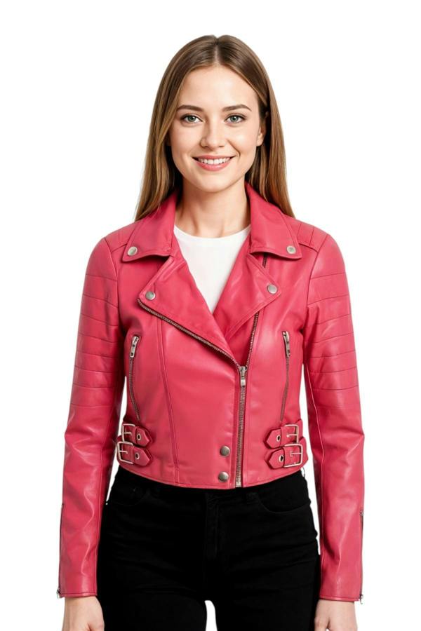 Infinity Leather Womens Cropped Brando Leather Biker Jacket-Damascus