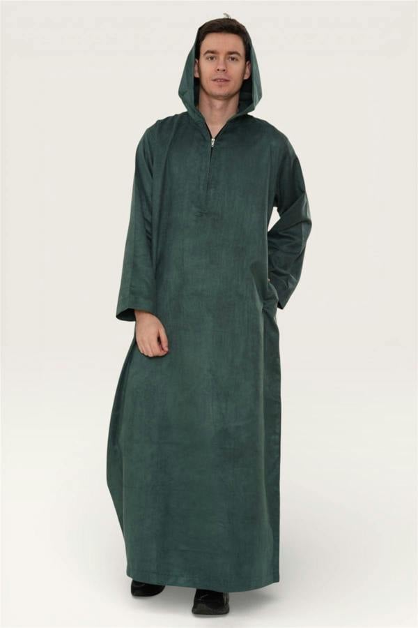 Infinity Leather Men's Hooded Eid Moroccan Jubba Robe Ramadan Eid Thobe - HM12