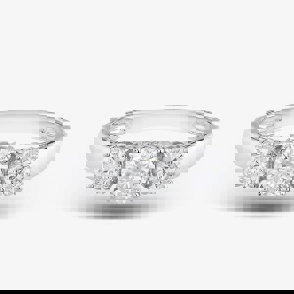 T. H. Baker 9ct White Gold Certified Lab Grown 1.00ct Brilliant Cut Diamond Three Stone Ring LGR5026-100 (WG)