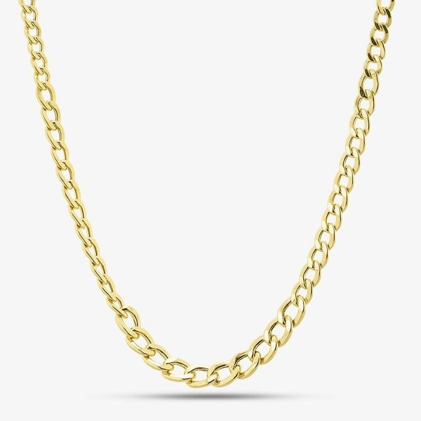 T. H. Baker 9ct Yellow Gold 18 Inch Flat Graduated Curb Chain Necklace NBE028