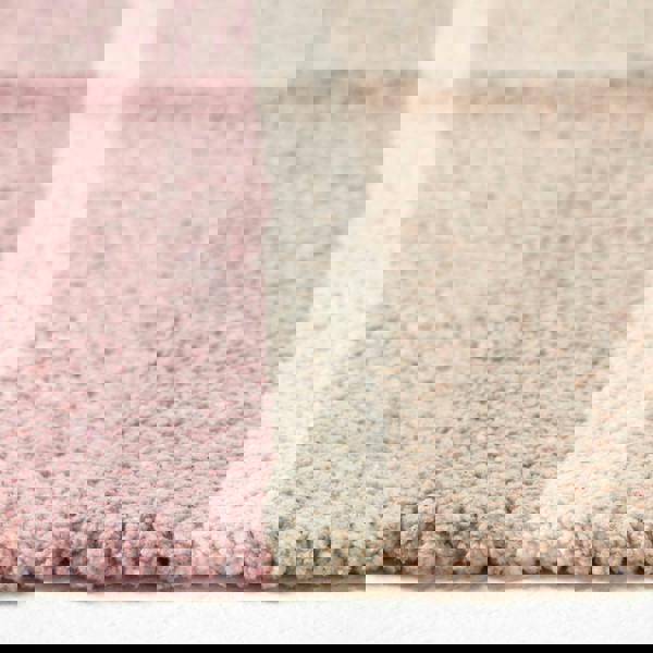 HOMESCAPES Cotton Chenille Striped Rug Blue Beige Purple Grey Natural