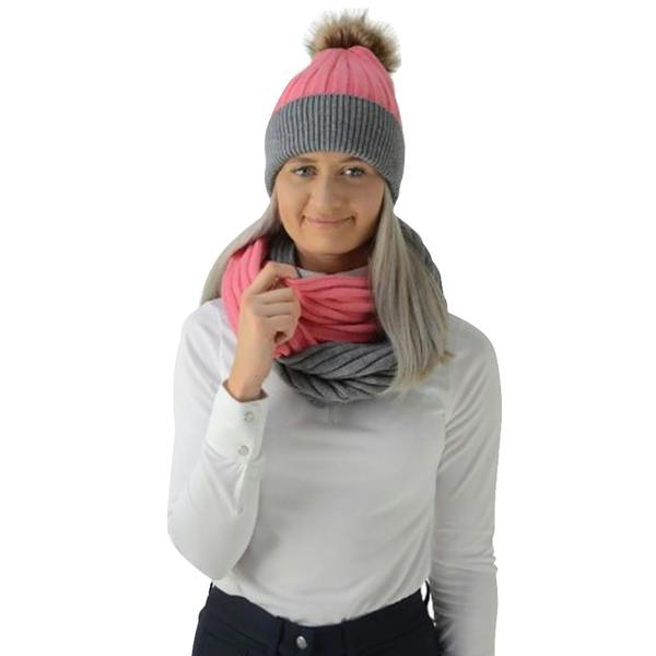 HyFASHION Womens/Ladies Luxembourg Luxury Snood - Coral/Charcoal - 