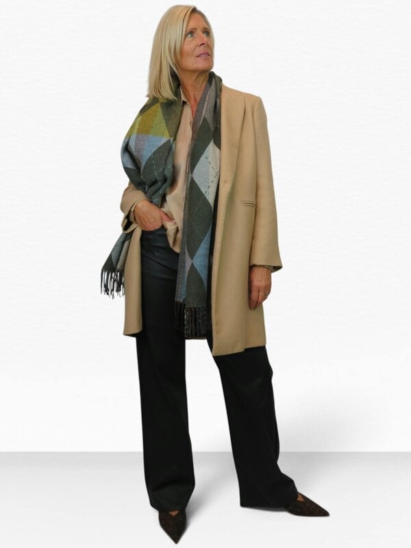 Paulo Due Wool Blend Reversible Argyle Pashmina Scarf