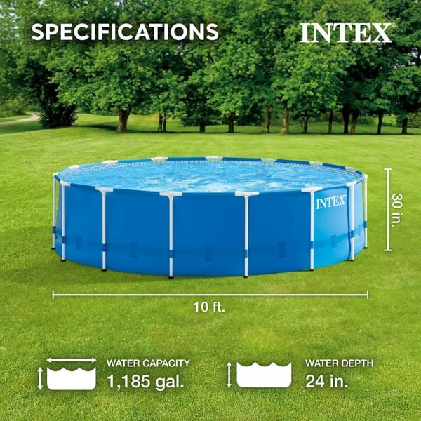 Intex 10ft Metal Frame Swimming Pool with Filter Pump and Ladder