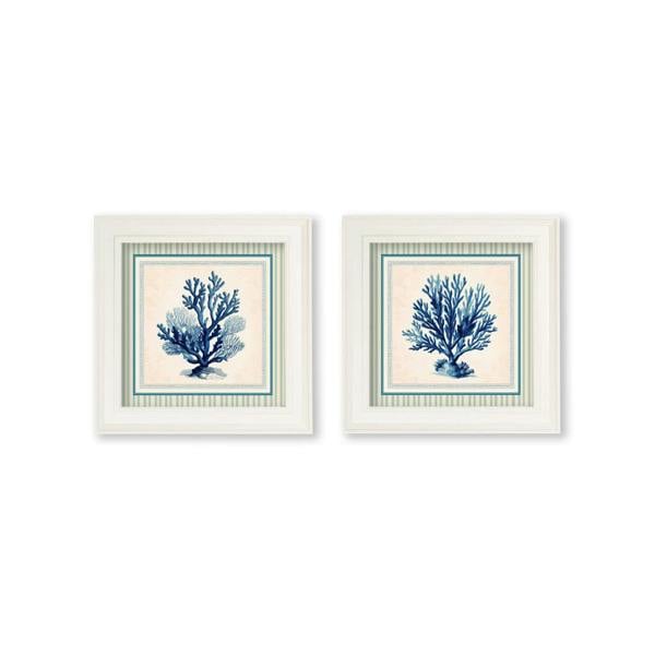 Exceptional Art Blue Sea Coral - Cream Hurstwood Square Frame