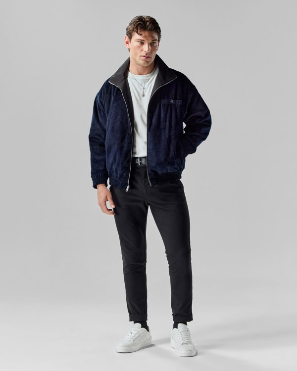 Frolickers Reversible Corduroy Bomber Jacket - Black / Navy