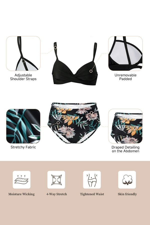 Modishion High-waisted Two-Piece Swimsuit Set