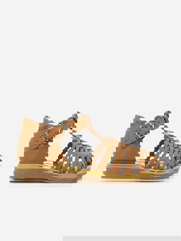 Pom D'Api Girls Leather Poppy Pitti Sandals in Brown