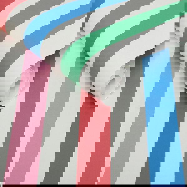 Joules Country Critters Chunky Stripe Wallpaper - White / Rainbow - 10m