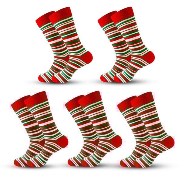 Anyfootwear 5 Pairs Spiral Red Size 5-13 Socks Crystal Silk Tide Winter Holiday Design Plus Snowflake Stocking Comfortable To Wear Perfect For Women