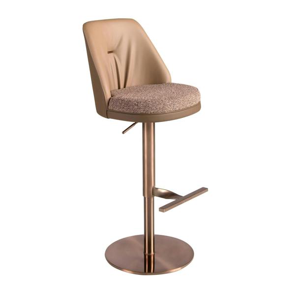 Angel Cerdá Swivel Stool in Mottled Brown Fabric and Brown Leatherette 4227