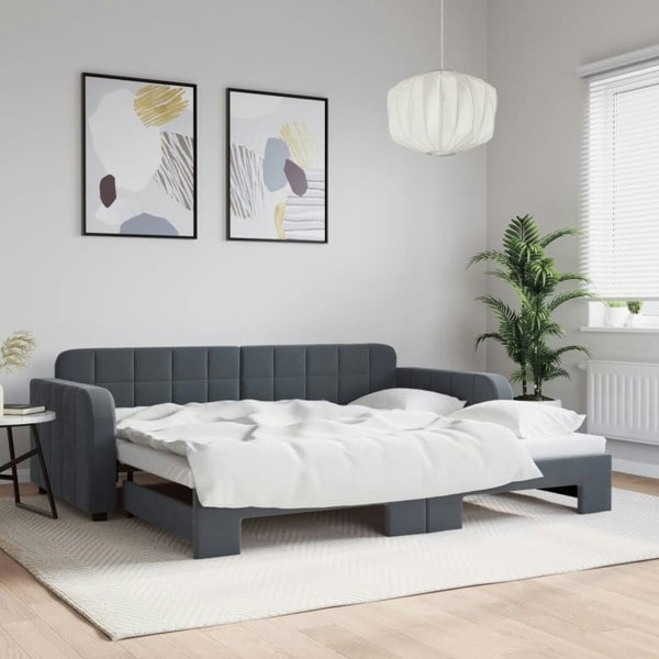 Berkfield Daybed with Trundle Dark Grey 90x190 cm Velvet