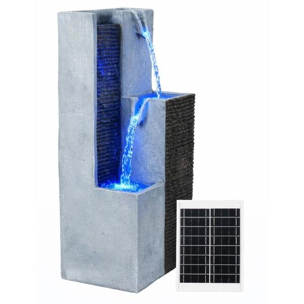 Gardenwize Solar Water Feature – Harmony Pillars Fountain with LED Lights & Battery Backup