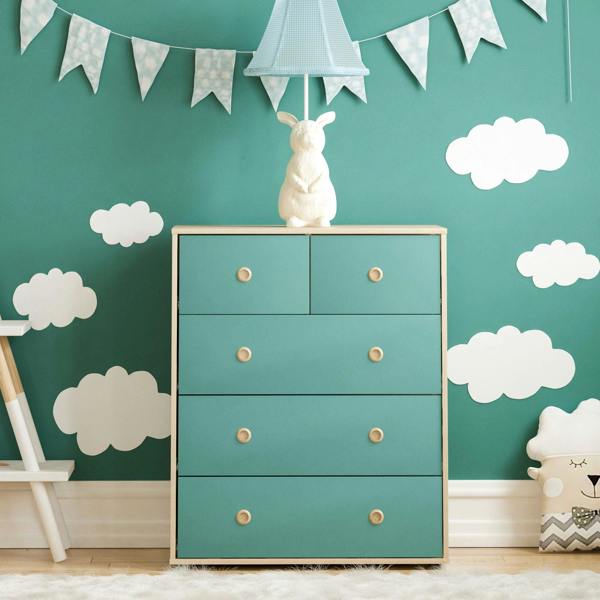 Junior Vida Neptune 5 Drawer Chest, Blue & Oak
