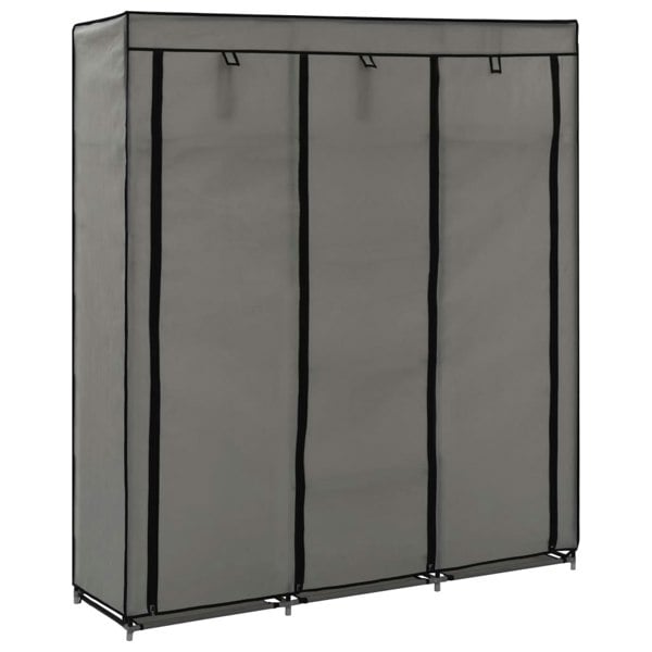 Berkfield Wardrobe with Compartments and Rods Grey 150x45x175 cm Fabric
