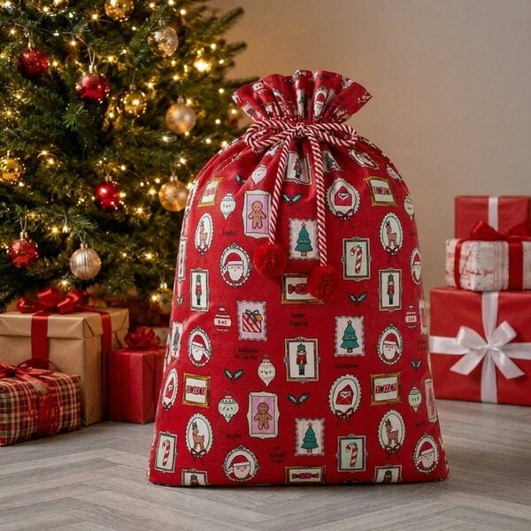 Garden Greatness Large Canvas Sleigh Bells Christmas Sack