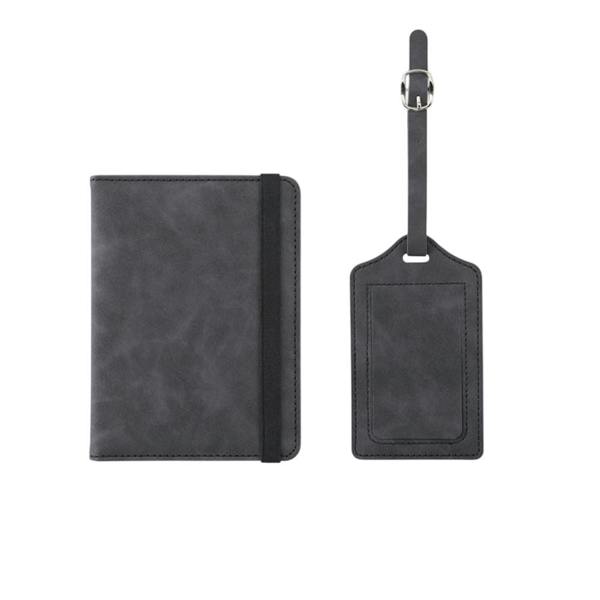 MidOcean Jettag Passport Holder and Luggage Tag Set - Stone Grey - 