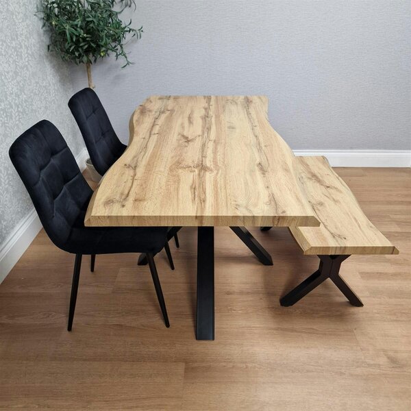 Kosy Koala Dining Table Set With 2 Black Velvet Chairs And Bench Dining Room Furniture