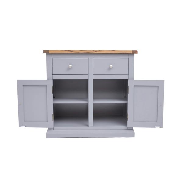Cabinet Bits Rocca Grey 2 Drawer 2 Door Sideboard Chrome Knob