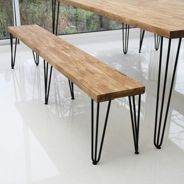 Grey 10mm hairpin leg feet protectors, designed for stability and style, complementing wooden furniture with a sleek, modern look