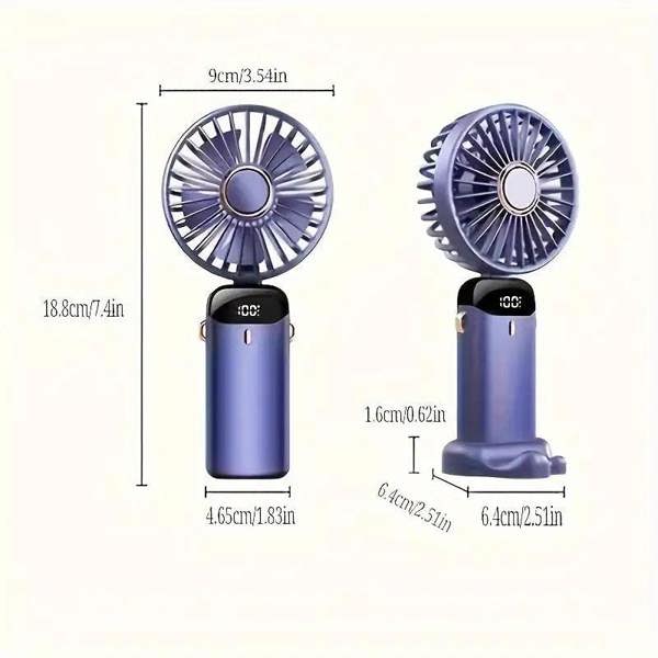 Dyzi 2 in 1 Portable Mini Handheld Desk Fan USB C Rechargeable Purple