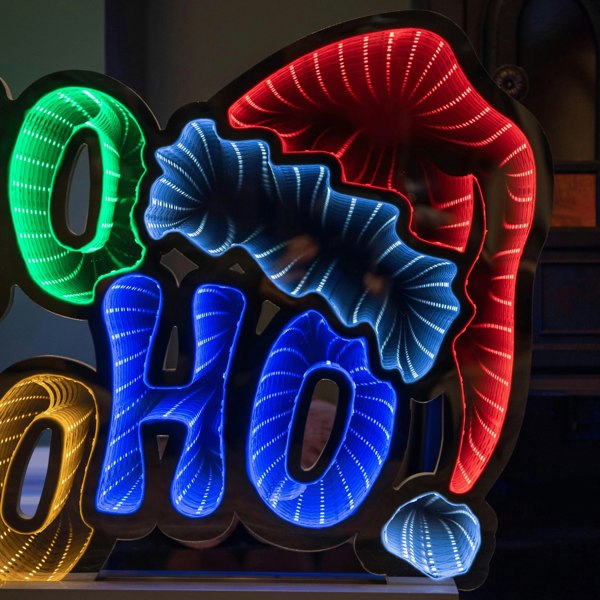 Samuel Alexander 40cm Infinity Ho Ho Ho on Metal Base with Multi-Coloured LEDs