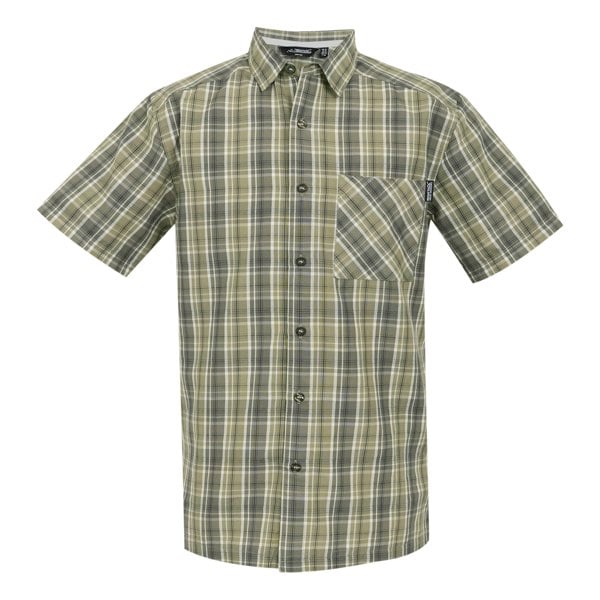 Regatta Mens Mindano IX Checked Short-Sleeved Shirt - Golden Sand/Treetop