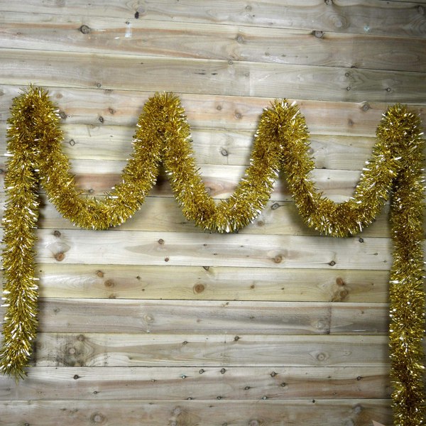 Samuel Alexander 10m (33ft) x 15cm Luxury Chunky Cut Tinsel Garland Christmas Tree Decoration - Gold