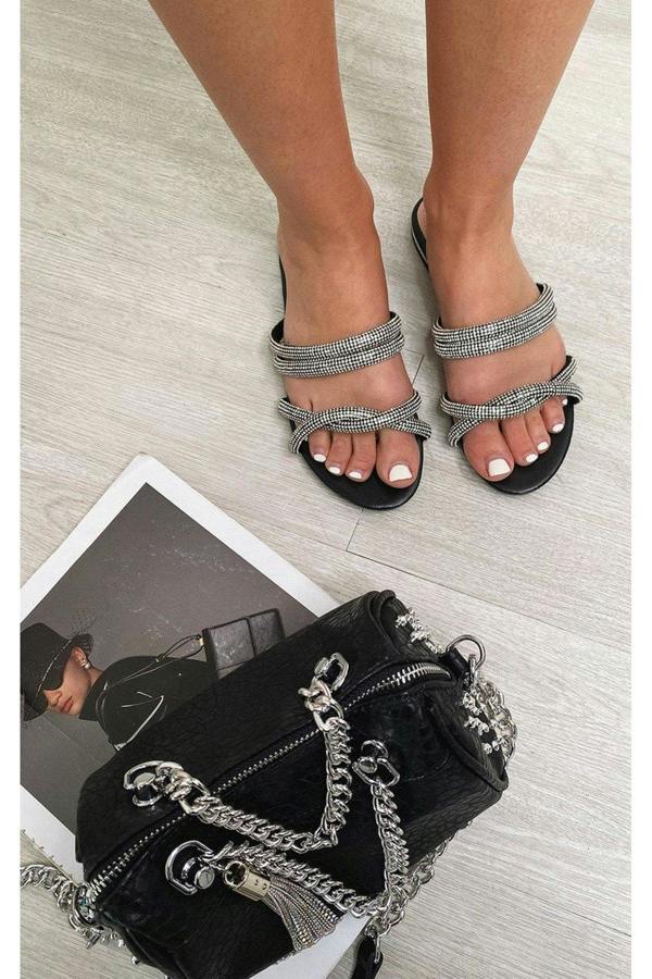 Azaria Slip On Sandals - Black