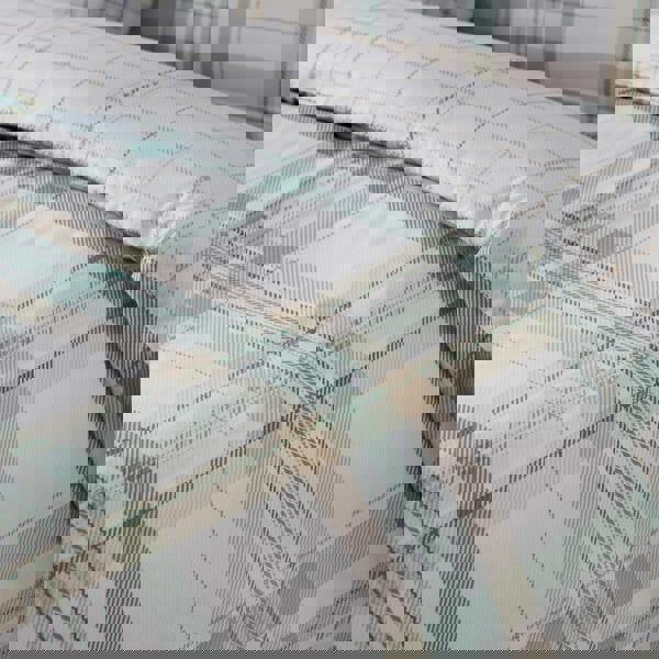 Catherine Lansfield Cartmel Check Reversible Duvet Cover Set Soft Green