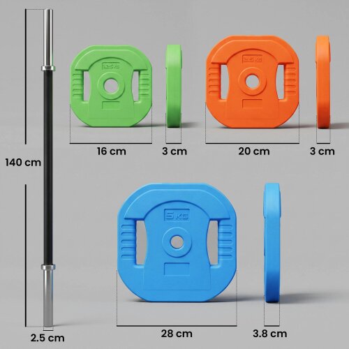 SPORTNOW 30kg Adjustable Barbell Weights Set Barbell Bar, Multicolour