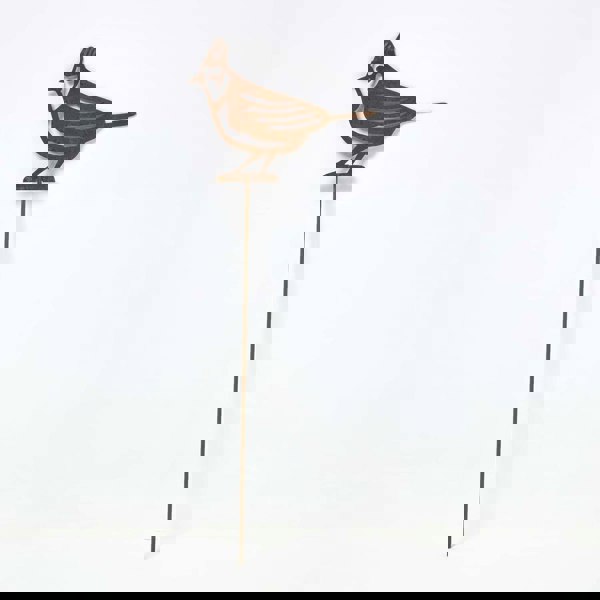 HOMESCAPES Steel Crested Tit Garden Stake Decorations, Set of 2