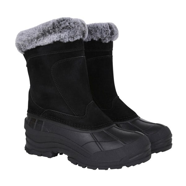 Mountain Warehouse Womens Snowdrift Suede Faux Fur Lined Snow Boots - Black