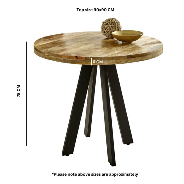 IH Design Valor Mango Wooden 4 Seater Round Dining Table