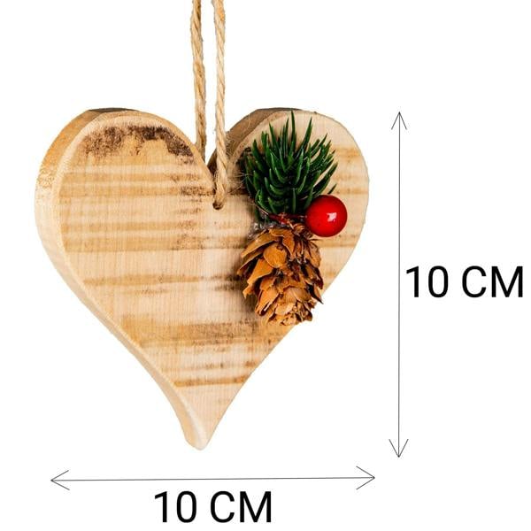 5cm Wooden Craft Heart Shape Hanging Christmas Decoration with String image 4