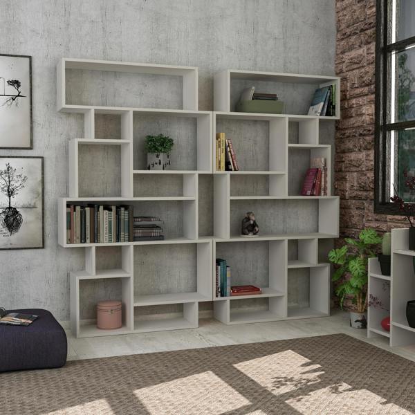 Decortie Karmato Modern Bookcase Display Unit with 10 Compartments 168.5cm Tall