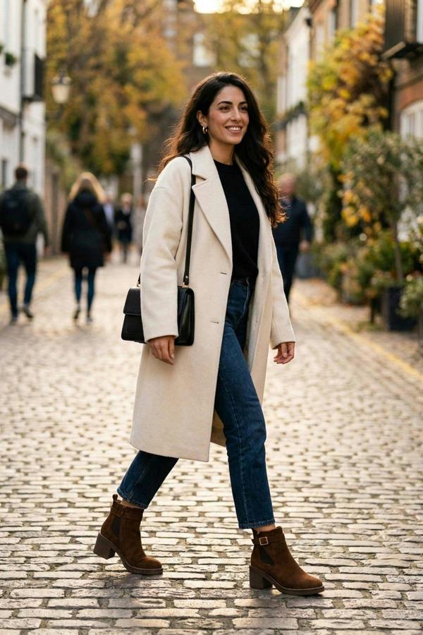 Saoirse Faux Suede Block Heel Boots - Camel