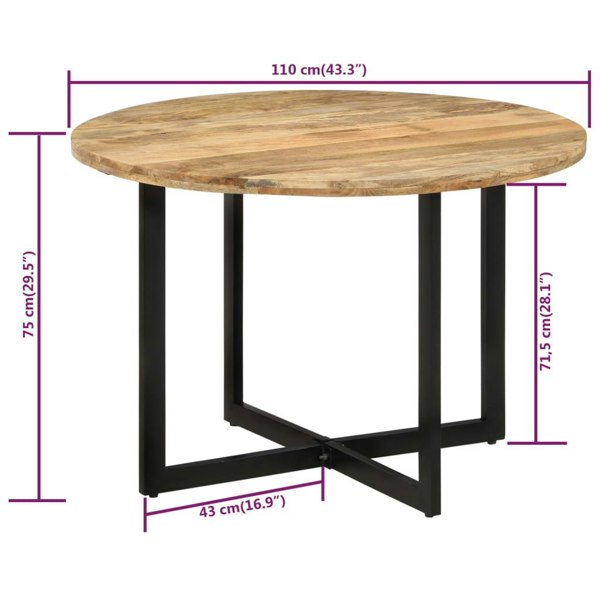 Berkfield Dining Table 110x75 cm Solid Wood Mango